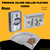 Premium silver dollar playing cards with matching printed box