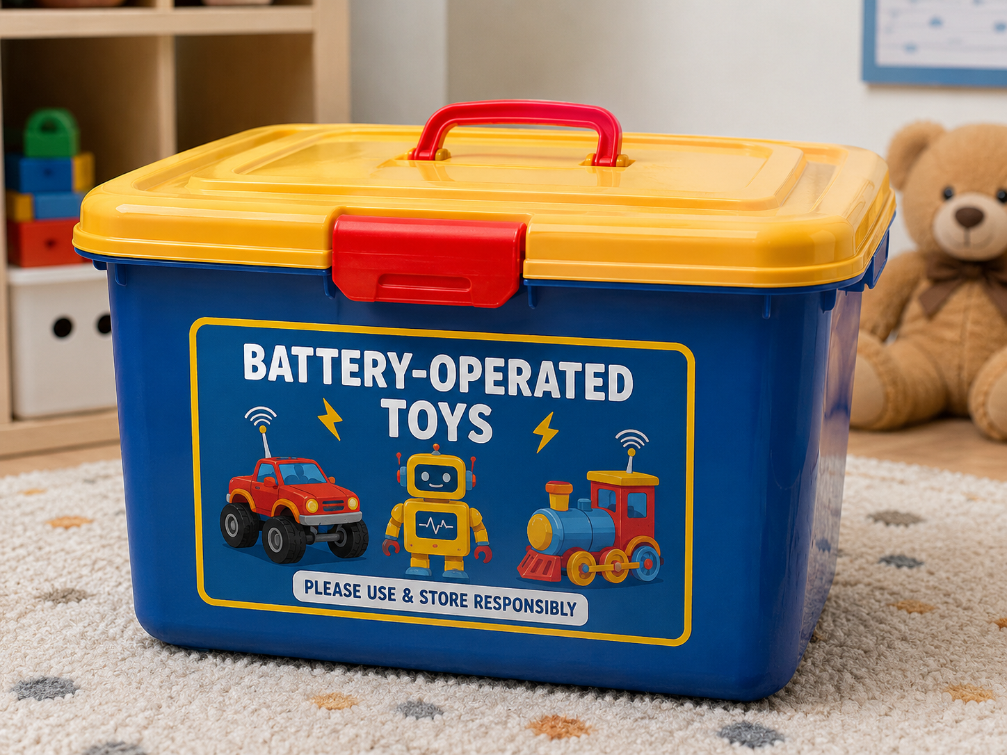 Battery-Operated Toys stored safely in a dry box