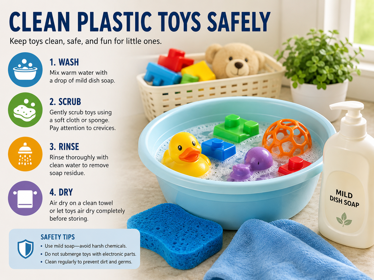 how to clean toys safely including plastic toys