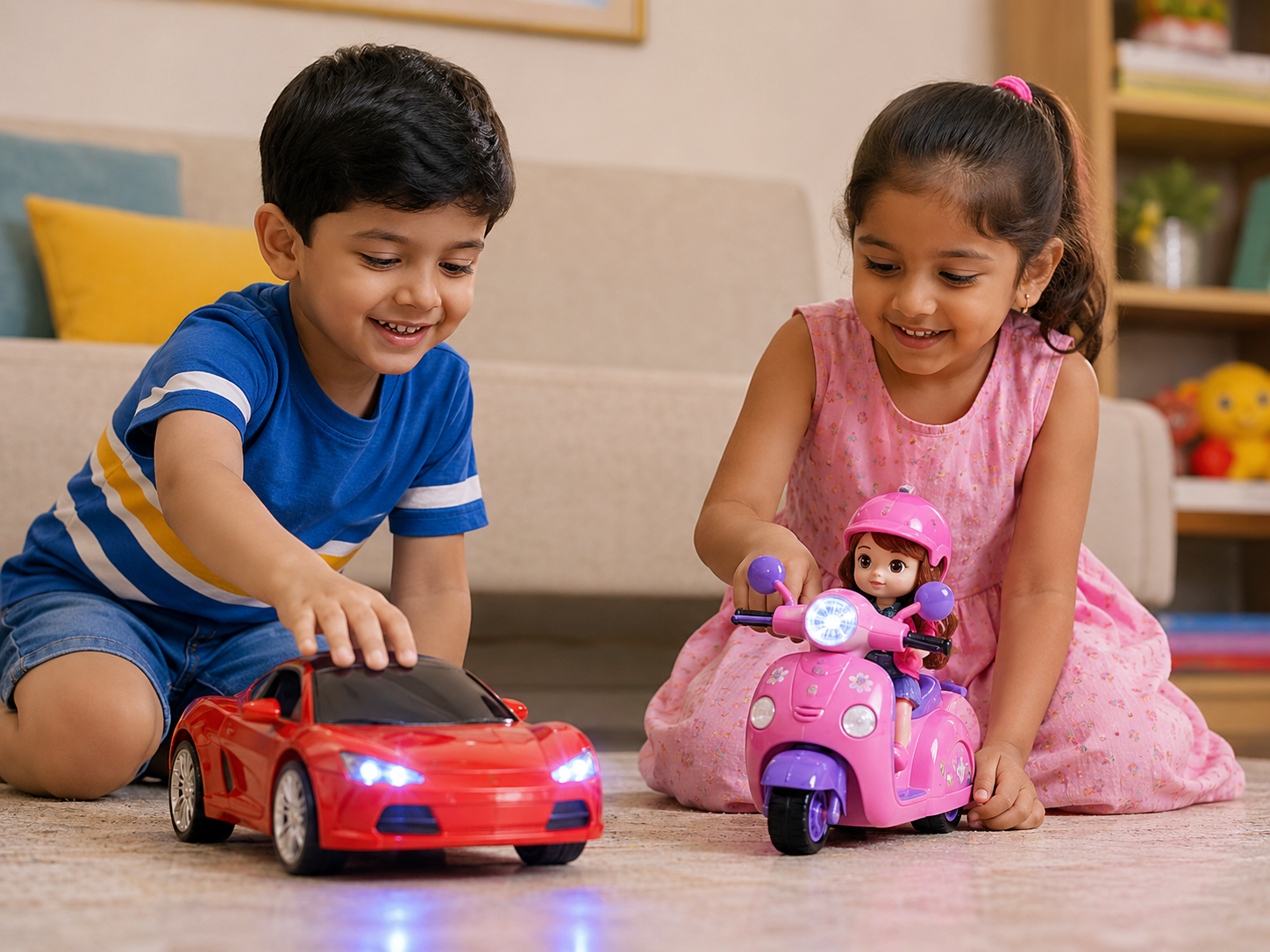 Children playing with Battery-Operated Toys safely