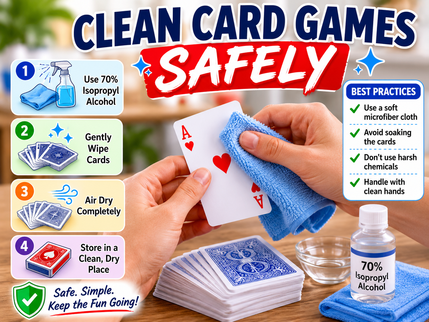 how to clean toys safely including card games