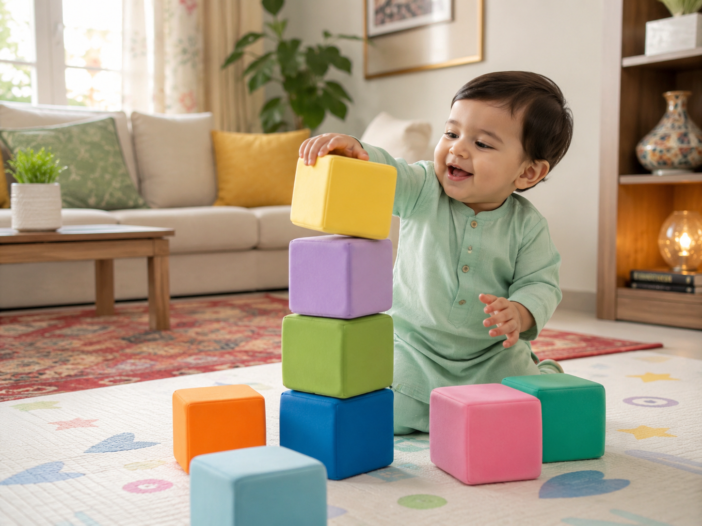 Safe gift toys for toddlers soft stacking blocks