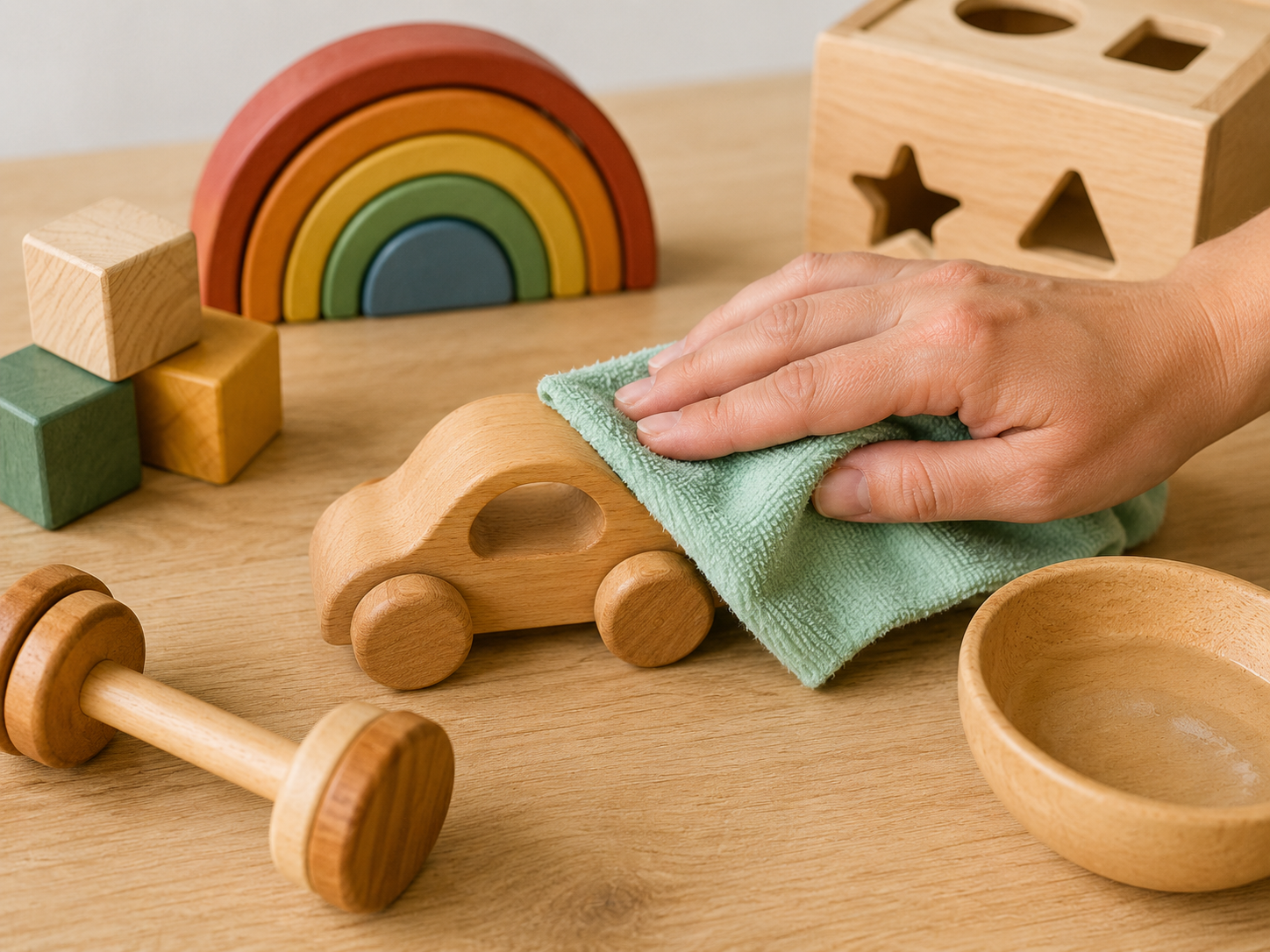 how to clean toys safely without soaking wooden toys
