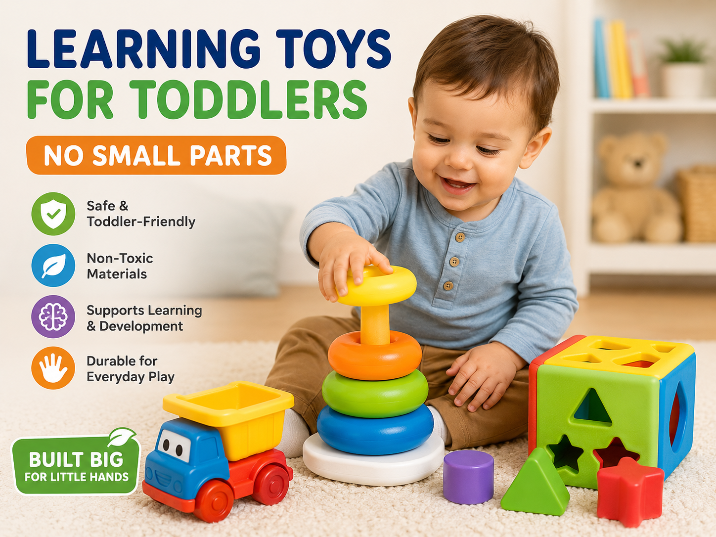Safe gift toys for toddlers with learning value and no small parts