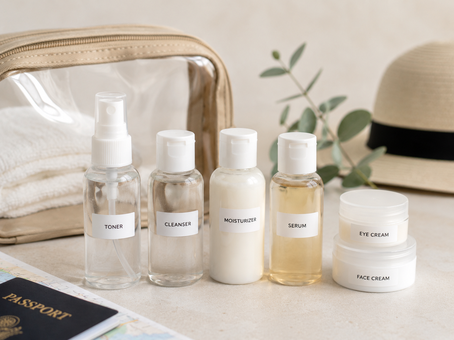 Refillable bottles for hostel travel skincare decanting