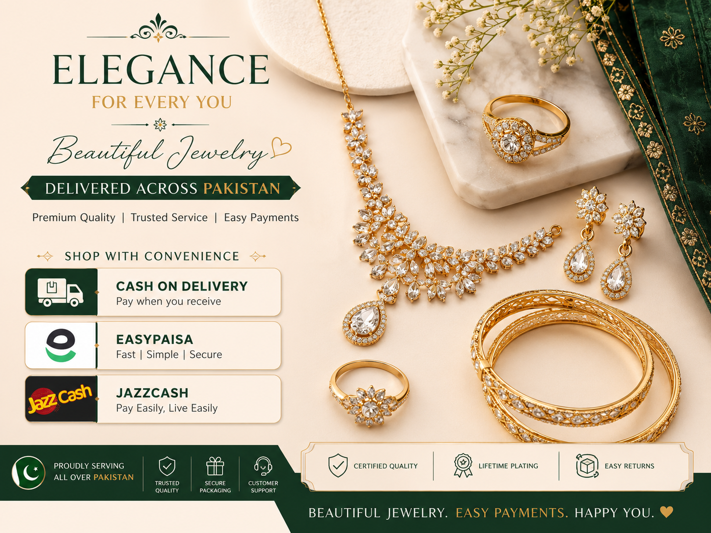 Minimalist Daily Wear Jewelry for Students payment options COD Easypaisa JazzCash