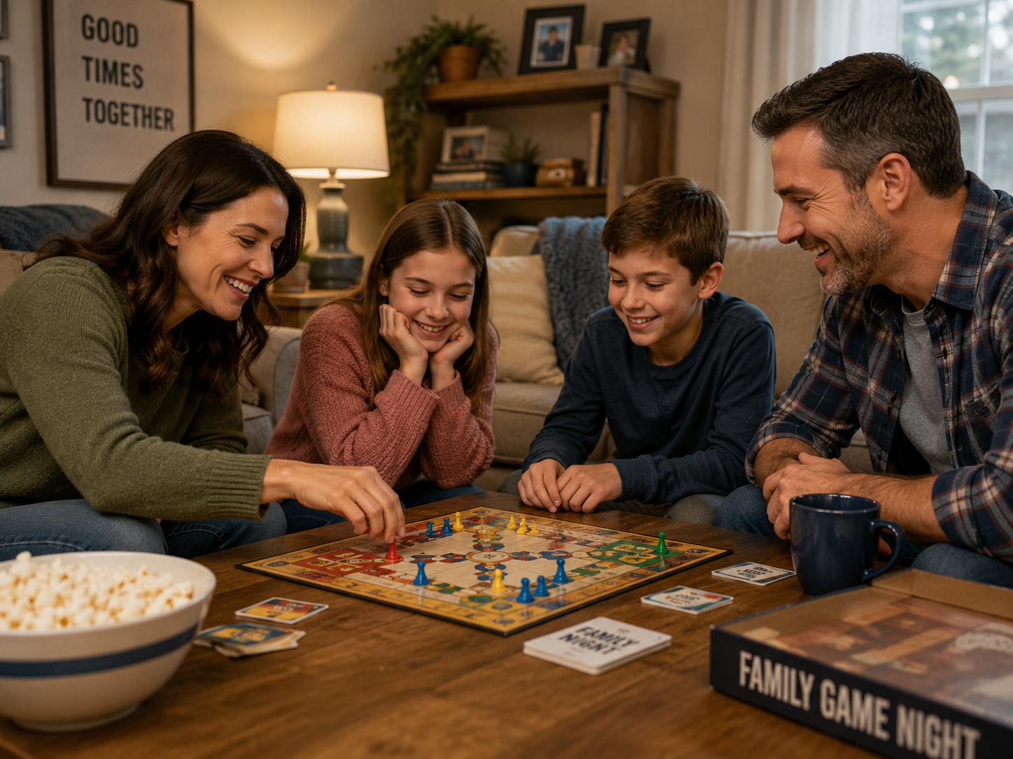 How to Start a Weekly Family Game Night: Simple System 2 weekly family game night in a cozy living room