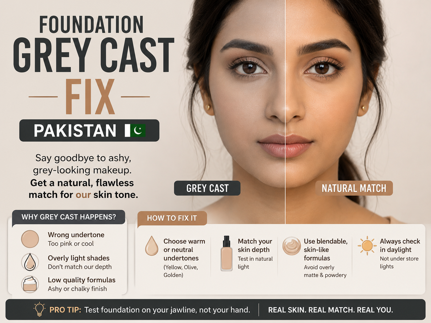 how to stop foundation looking grey on Pakistani skin tone