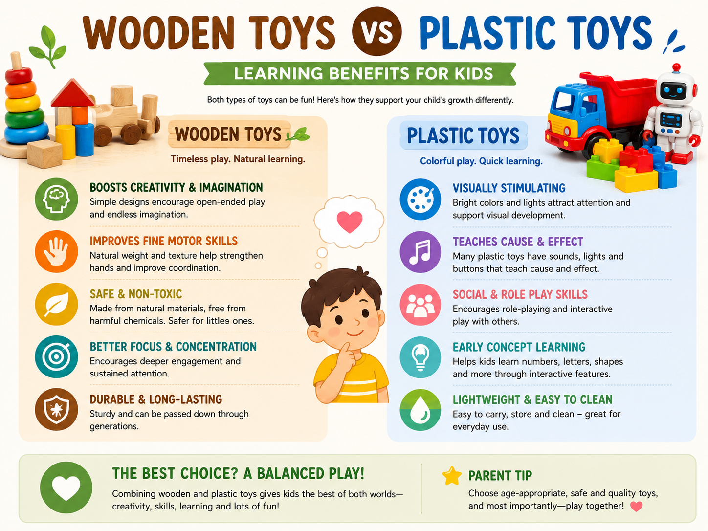 Wooden puzzles and blocks support focused play.