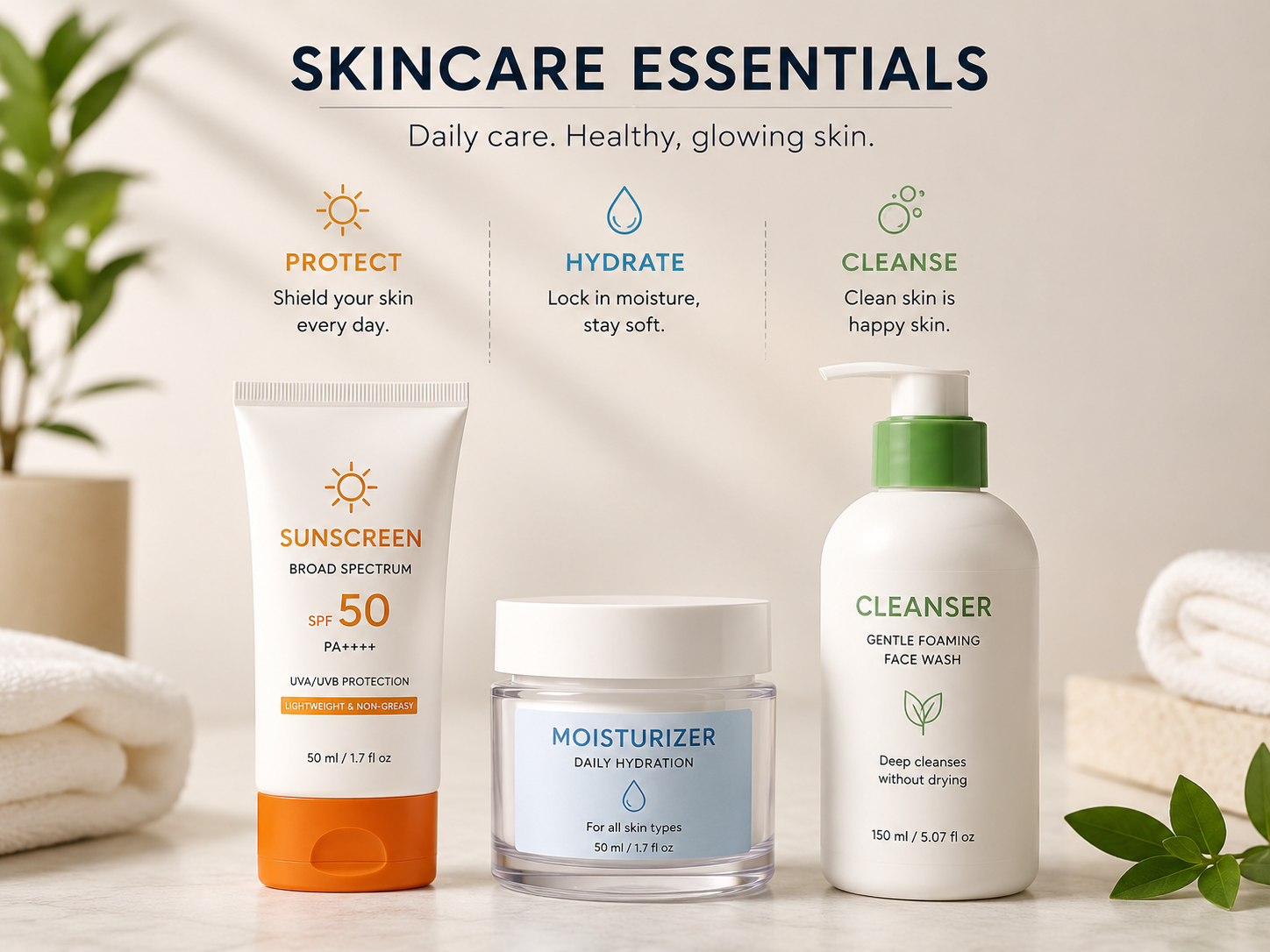 Essentials of hostel travel skincare cleanser moisturizer sunscreen