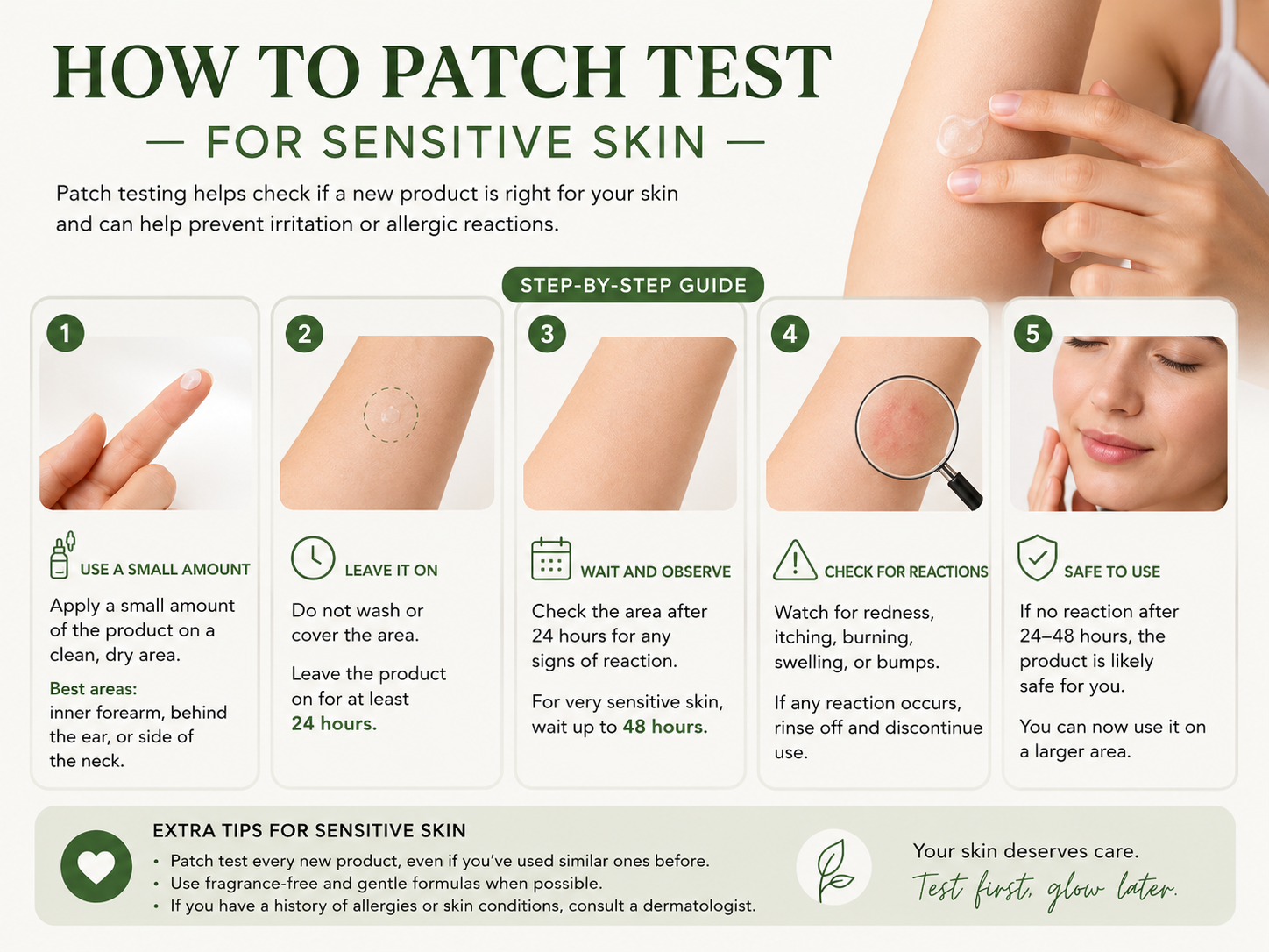 Sensitive Skin? Beginner Actives Students Should Avoid at First (Pakistan Guide) 3 how to patch test beginner actives for sensitive skin students