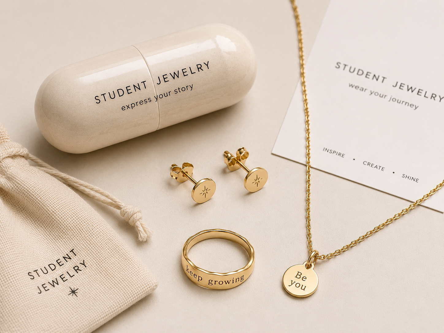 Minimalist Daily Wear Jewelry for Students with studs chain and ring