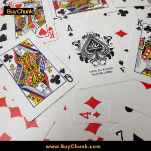 Durable royal blue plastic card deck for poker, rummy and bridge games