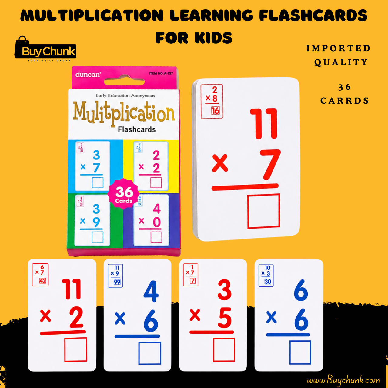 Multiplication Learning Flashcards for Kids | 36 Educational Learning Cards for Toddlers | Vocabulary Learning Flashcards 1 Multiplication Learning Flashcards for Kids box with colourful early maths design.