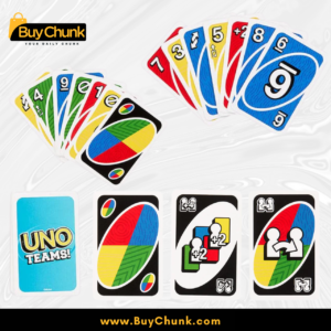 UNO Teams Card Game | Imported Quality Playing Cards | Fast Paced Family Fun Game for Kids & Adults 7 UNO Teams action cards showing partner moves, draw cards and wild design
