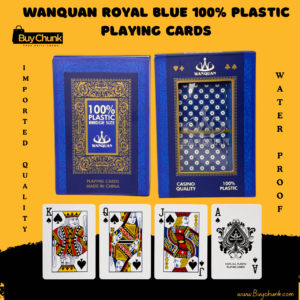 Royal Blue Plastic Playing Cards displayed neatly for family game nights in Pakistan
