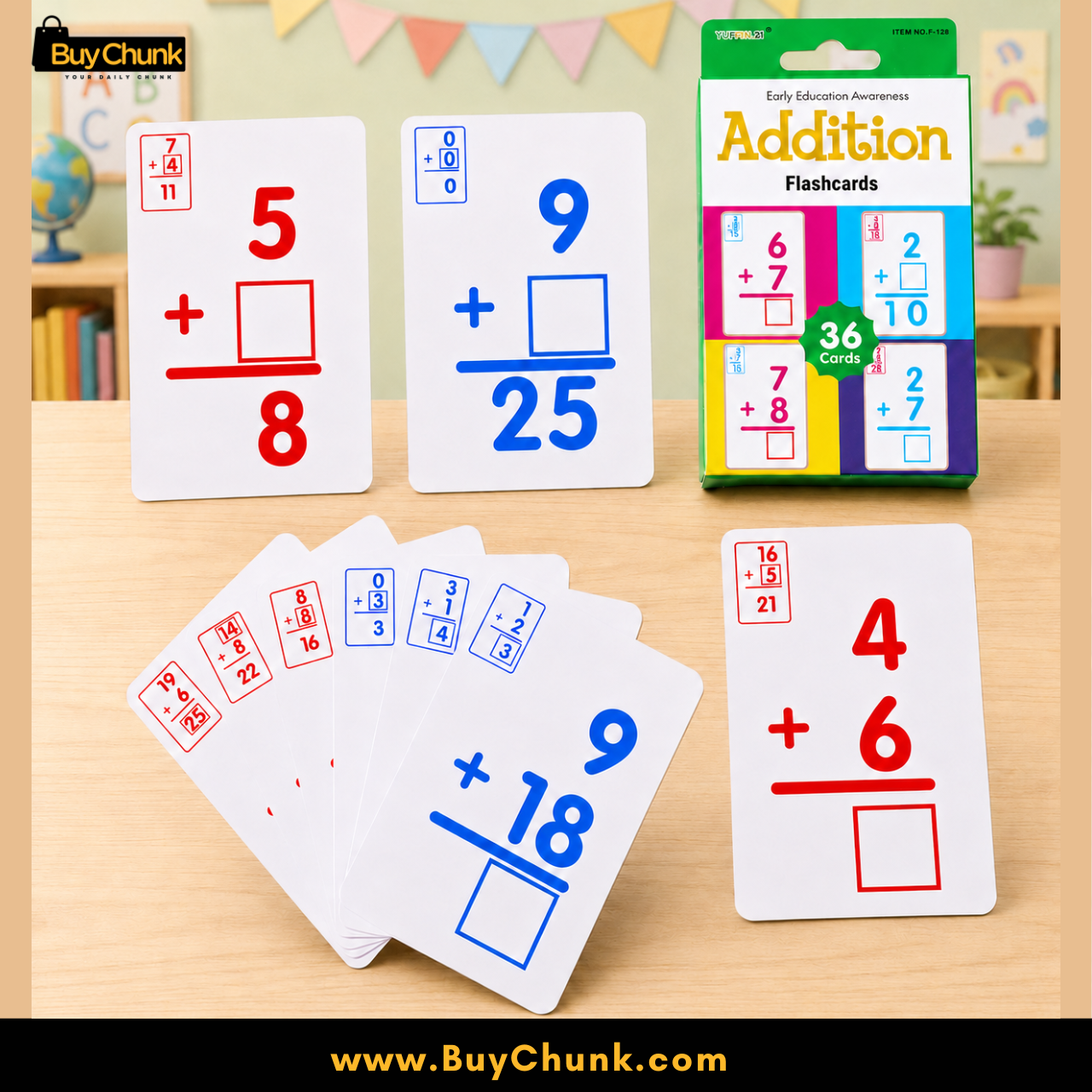 Addition Learning Flashcards for Kids | Imported Quality | Educational Learning Cards for Toddlers | Vocabulary Learning Flashcards 2 Thirty six addition flashcards arranged for maths practice and revision.