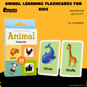 Home 115 Animal Learning Flashcards for Kids box showing colourful animal learning cards.