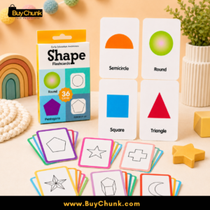 Thirty six shape flashcards arranged for toddlers and preschool classroom practice.
