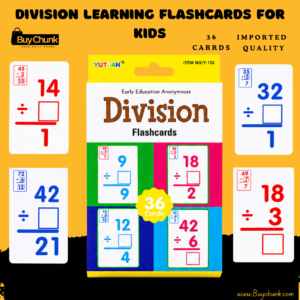 Division Learning Flashcards for Kids box with colourful early maths design.