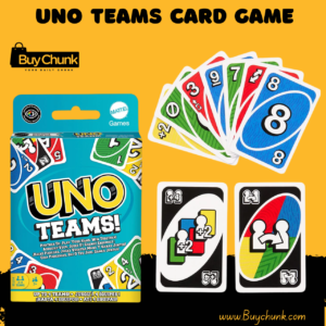 UNO Teams Card Game box with colourful cards for family play