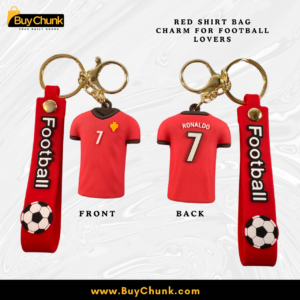 Home 100 Alternative view of Ronaldo 7 Jersey Keychain Red Football Shirt Key Ring Imported Quality With Strap For Bag and Keys