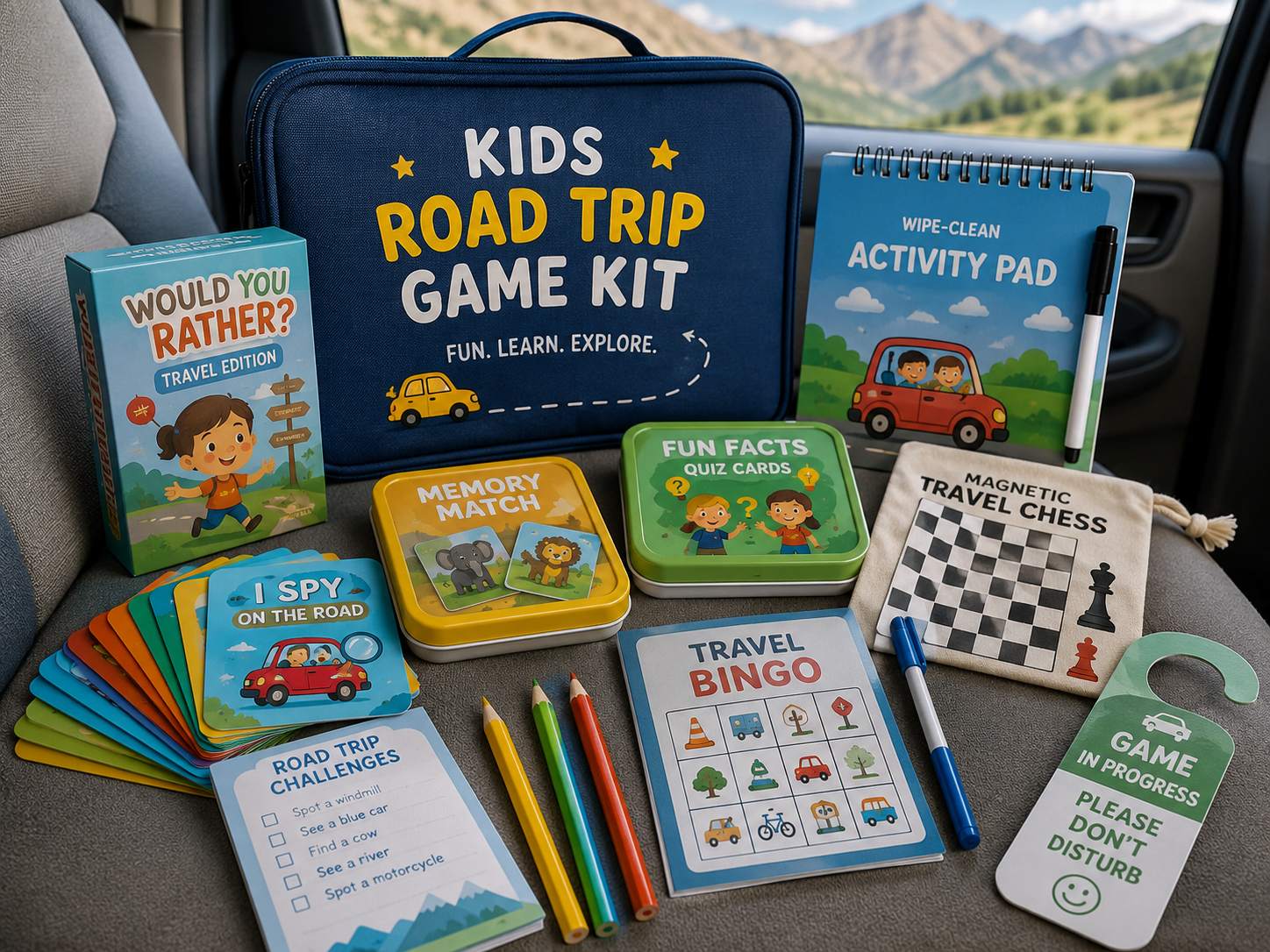 Travel-friendly games for kids on road trips