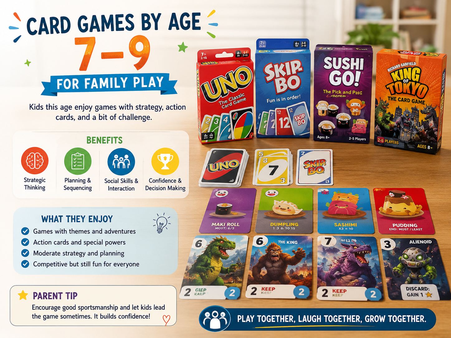 Card games by age 7–9 for family play