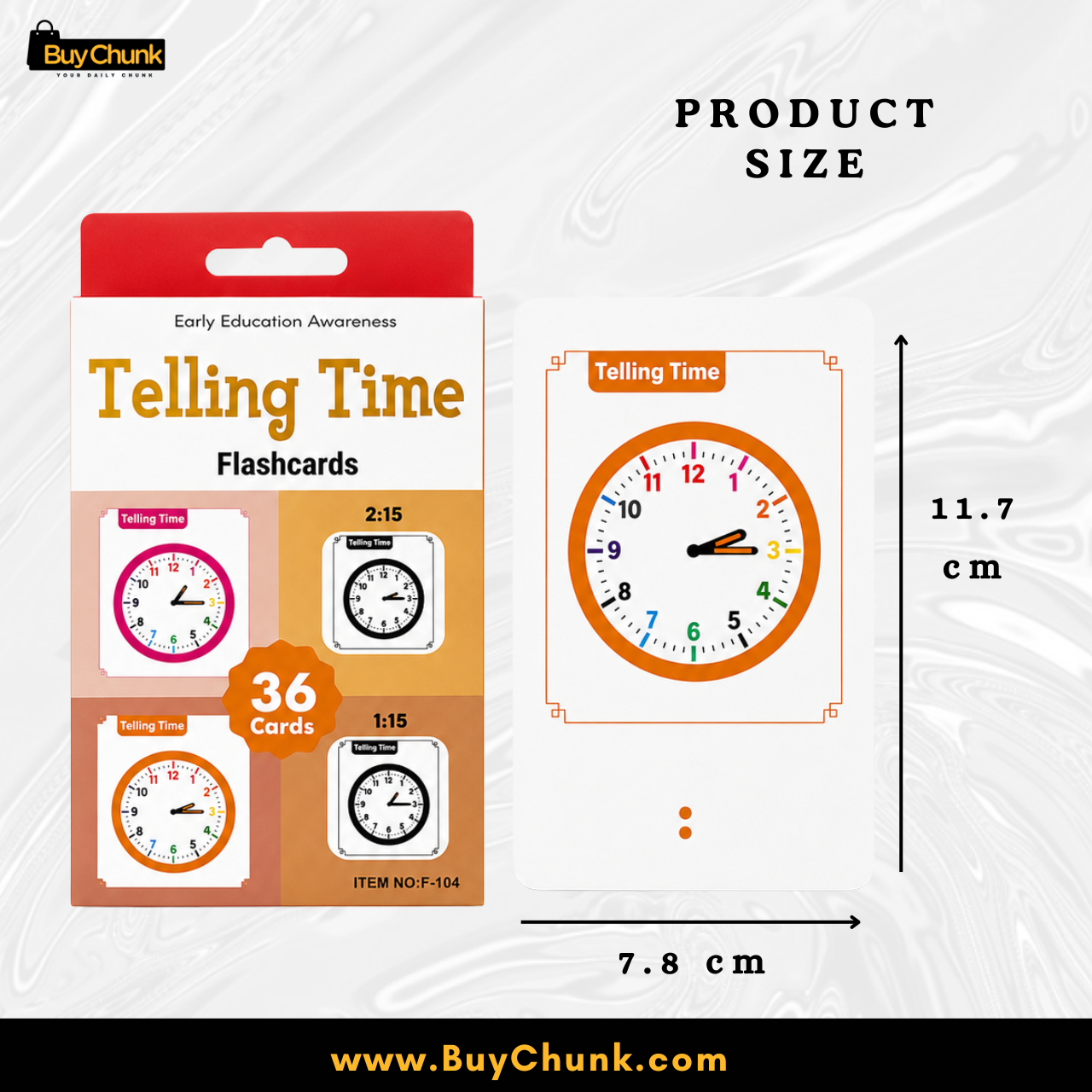 Imported Telling Time Learning Flashcards For Kids - 36 Card Set | Clock Reading Flashcards for Smart Early Learning 3 Flashcard showing 11.7 cm by 7.8 cm size for kids