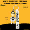 White jersey CR7 football player keychain with silicone strap and metal ring
