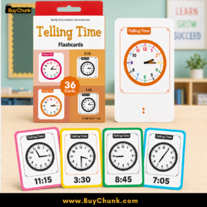 Thirty six telling time flashcards for preschool clock reading practice