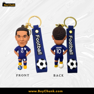 Front view of Mbappé-inspired number ten player figure and football strap