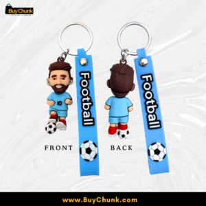 Front view of number ten footballer charm with bright blue strap