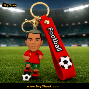 Cristiano Ronaldo keychain showing approximately eight-centimetre footballer figure size