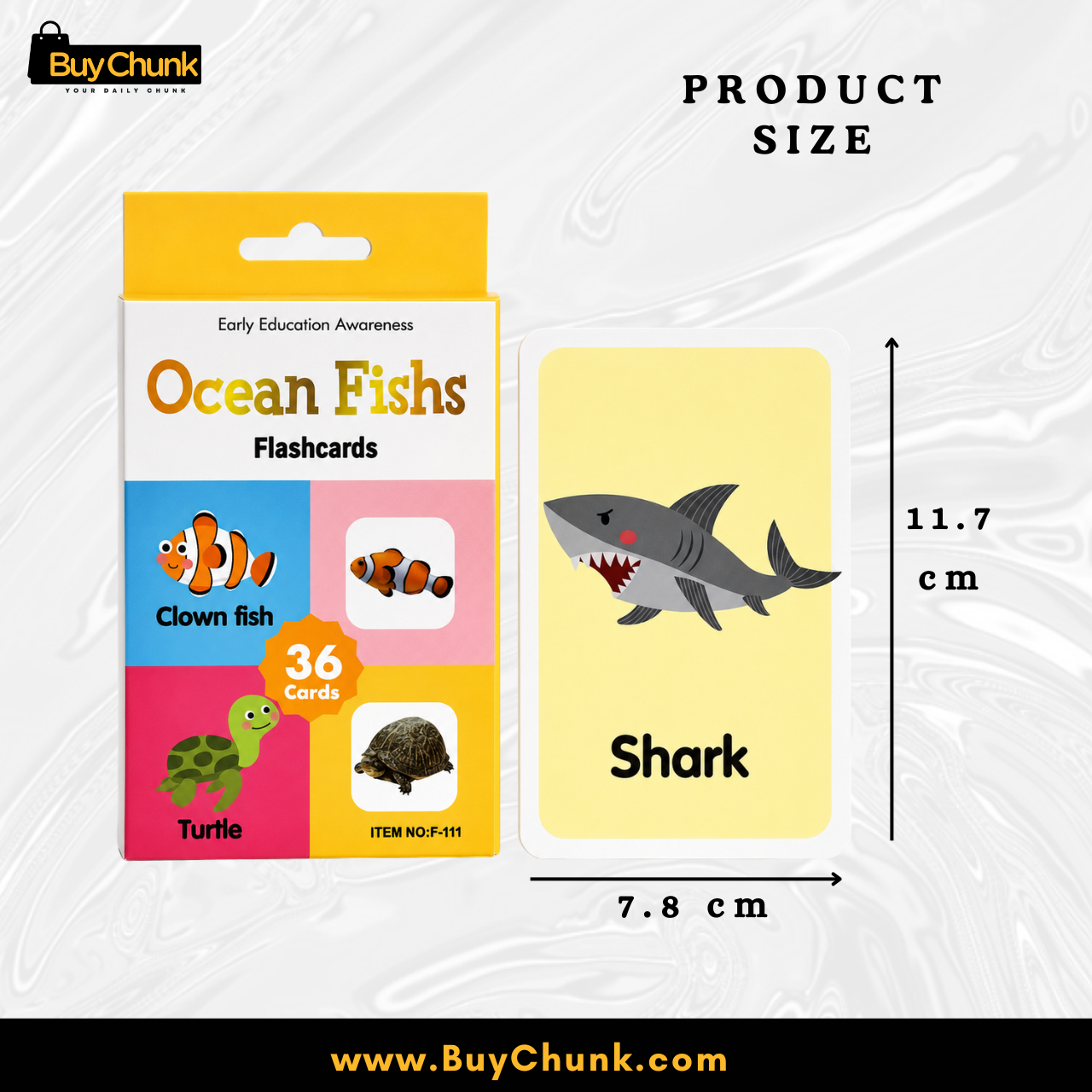 Imported Ocean Fish Learning Flashcards For Kids – 36 Cards Set | Kids Flashcards for Preschool Vocabulary 3 Thirty six ocean fish flashcards designed for preschool vocabulary and recognition.