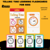 Imported Telling Time Learning Flashcards For Kids - 36 Card Set | Clock Reading Flashcards for Smart Early Learning 6 Telling Time Learning Flashcards For Kids box with colourful clock cards.