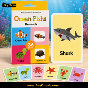 Sea animal flashcards for Pakistani children learning names through bright pictures.