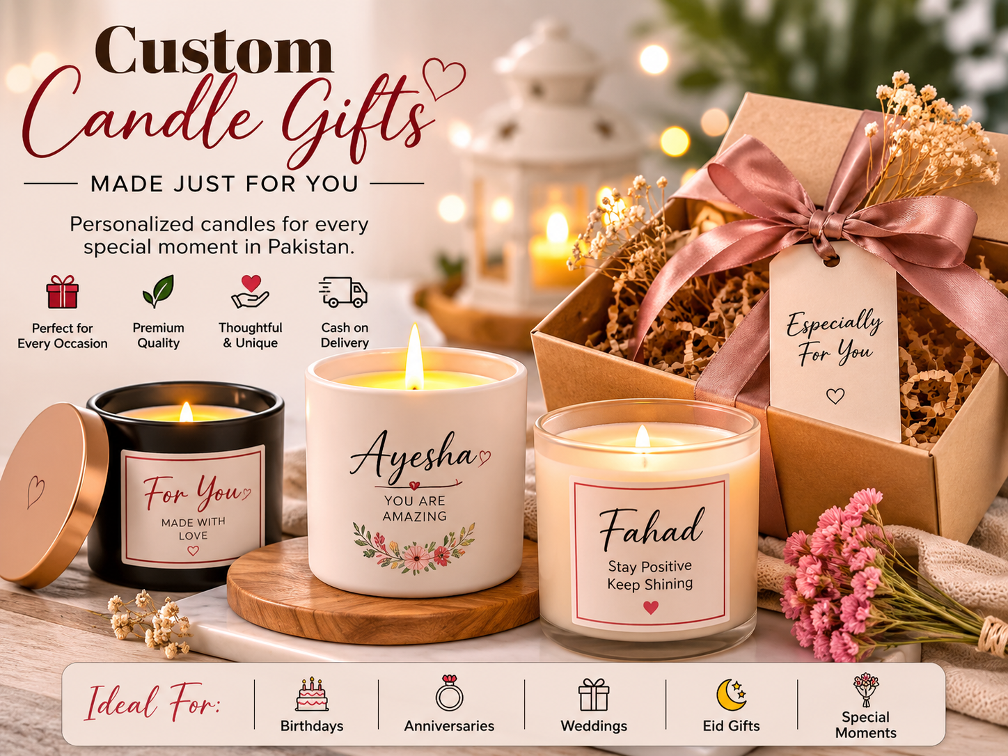 Custom candle personalized gifts in Pakistan