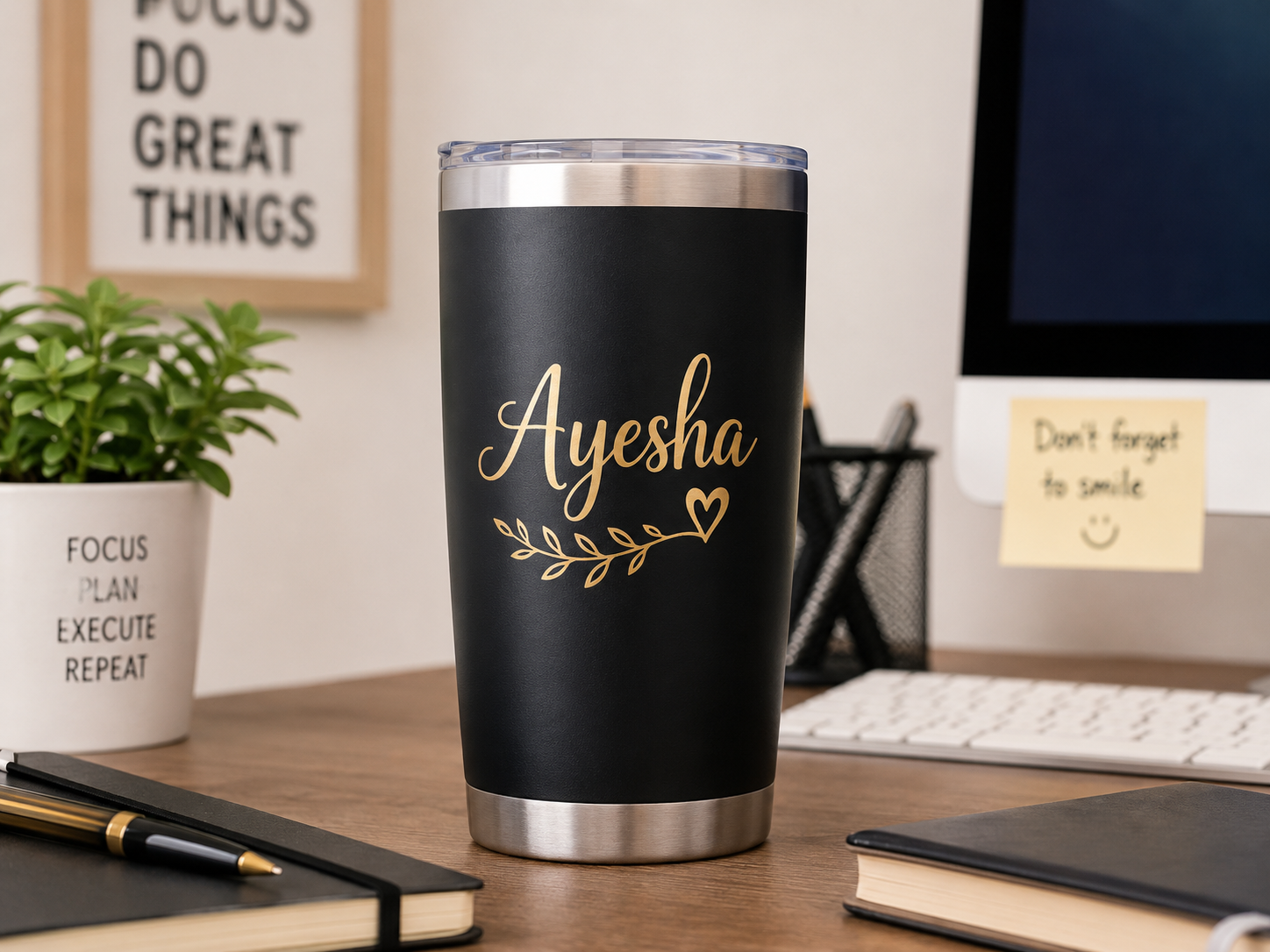 Custom name tumblers for office desk use