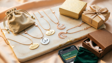 Personalized name necklaces in Pakistan in gold and silver styles