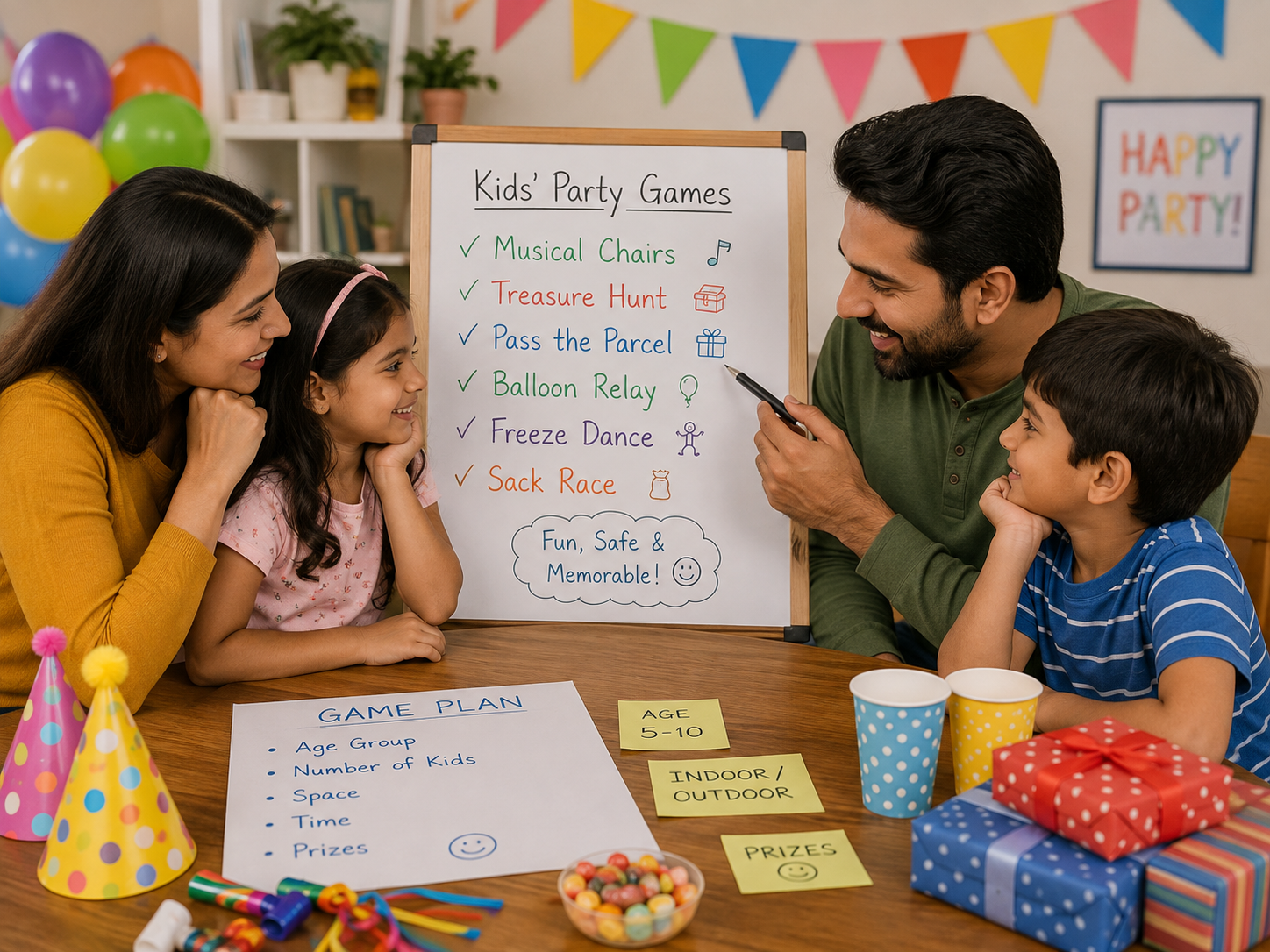 Parent planning safe party games for kids