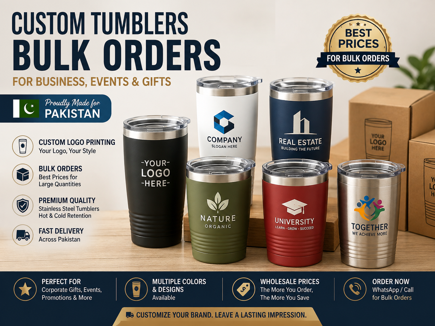 Ordering logo tumblers for corporate gifts in Pakistan