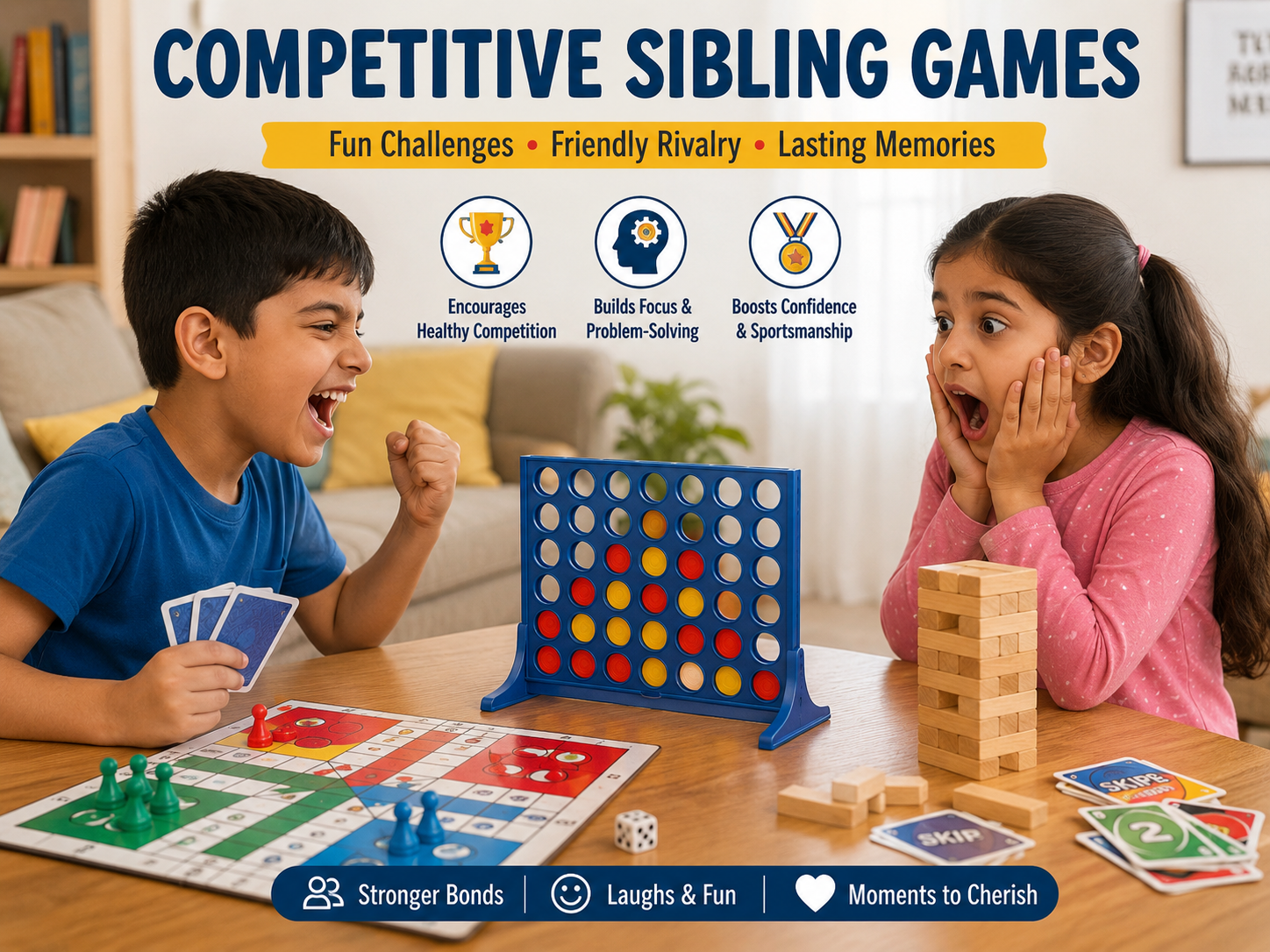 Competitive sibling games for children at home