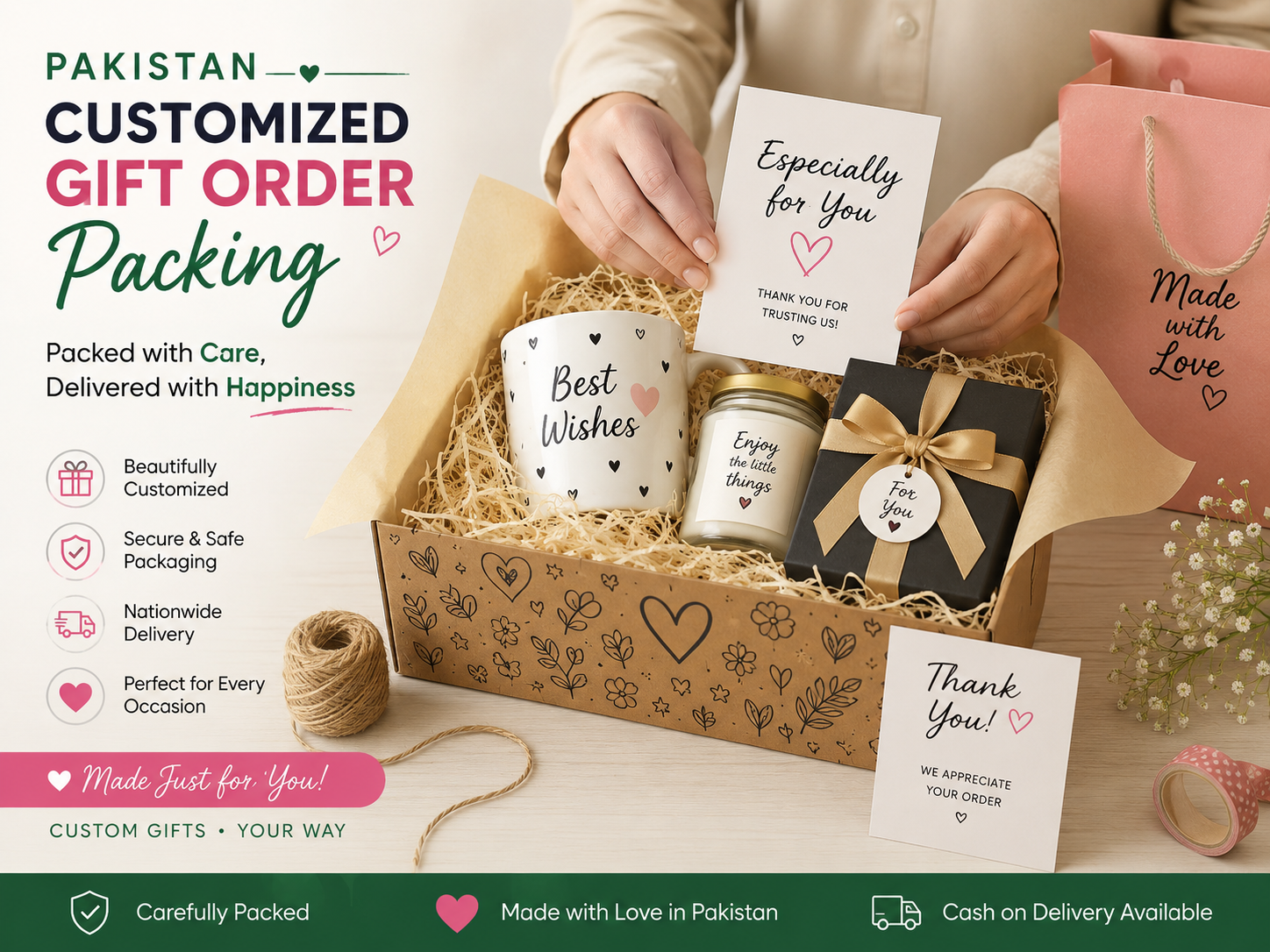Seller preparing customized item order in Pakistan