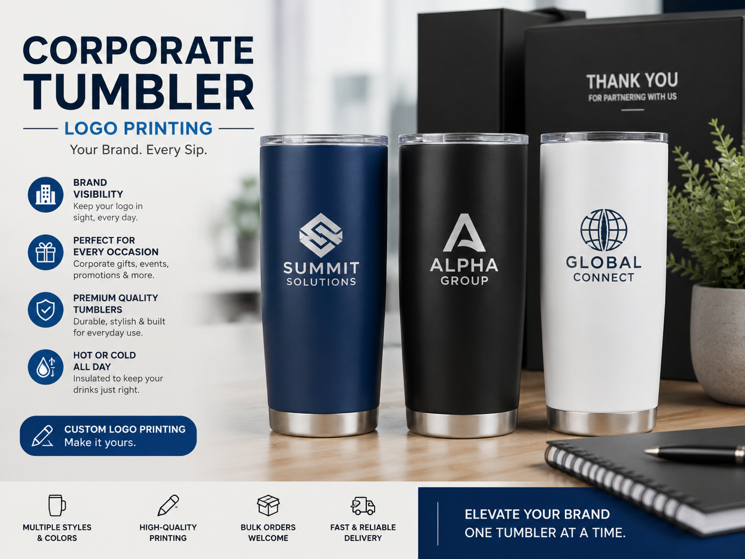 Logo printing on tumblers for corporate gifts