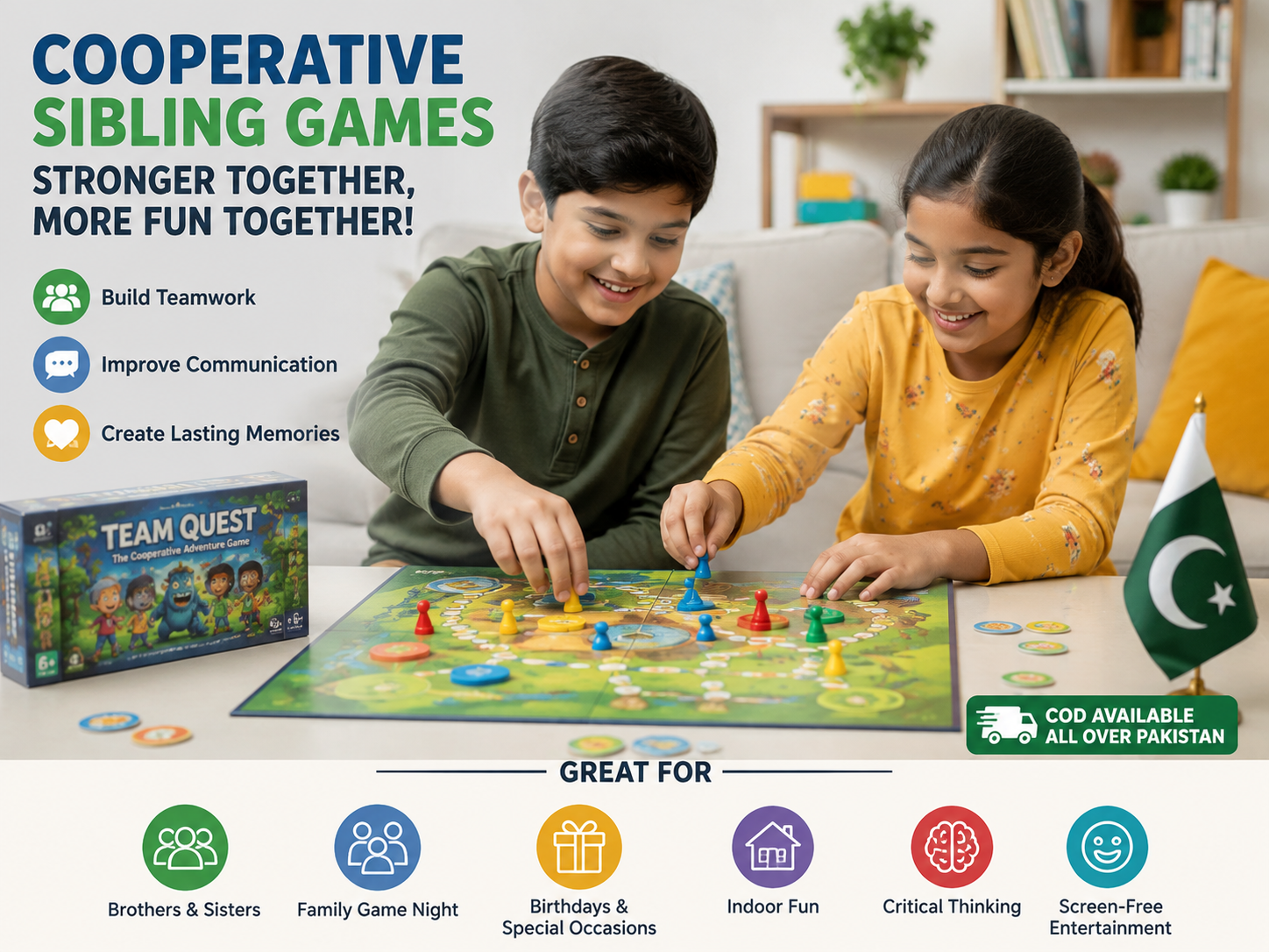 Children enjoying cooperative sibling games together