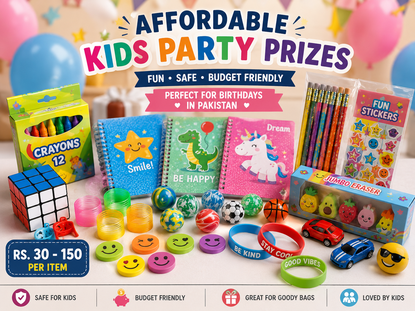 Affordable prizes for party games for kids in Pakistan