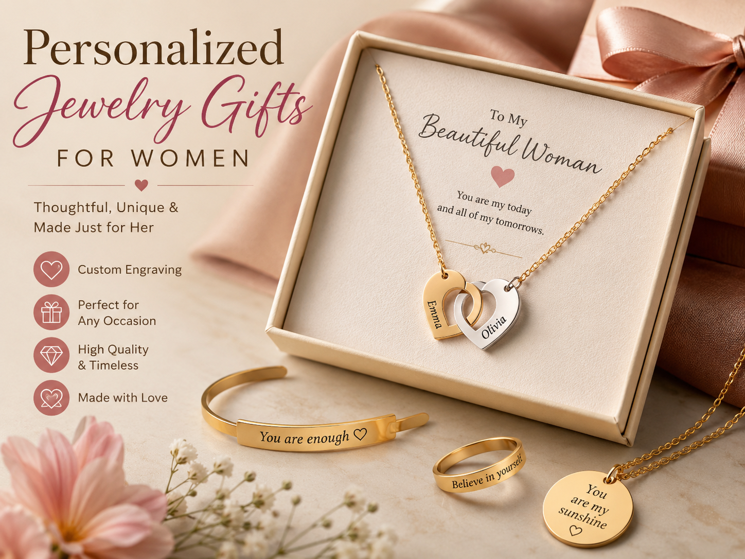 Personalized jewelry gifts for women with initials and names
