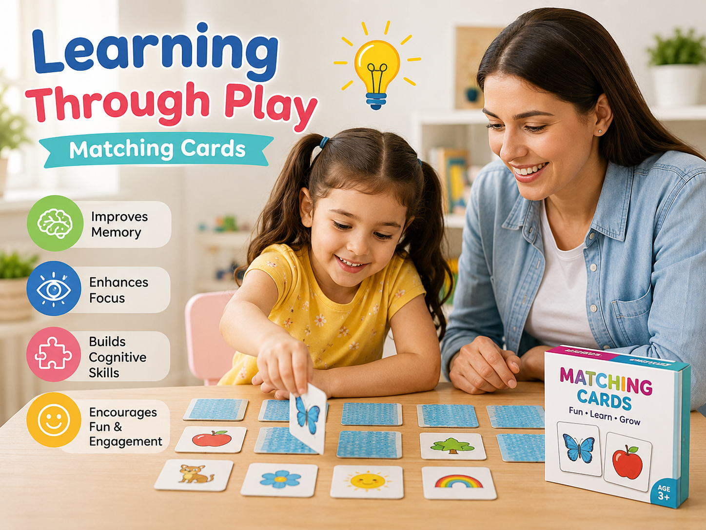 Learning through play using matching games for children