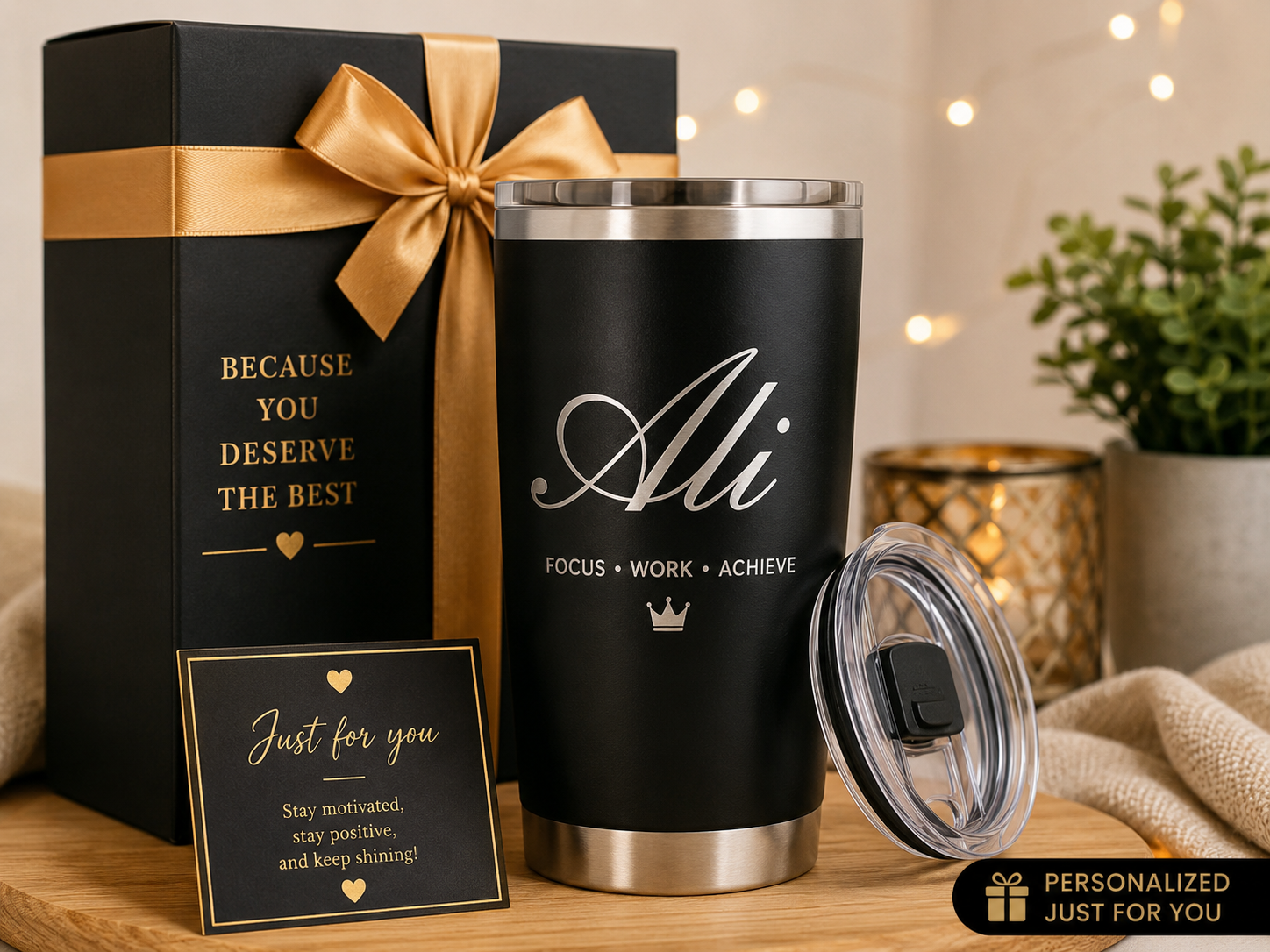 Custom name tumblers as personalized gifts